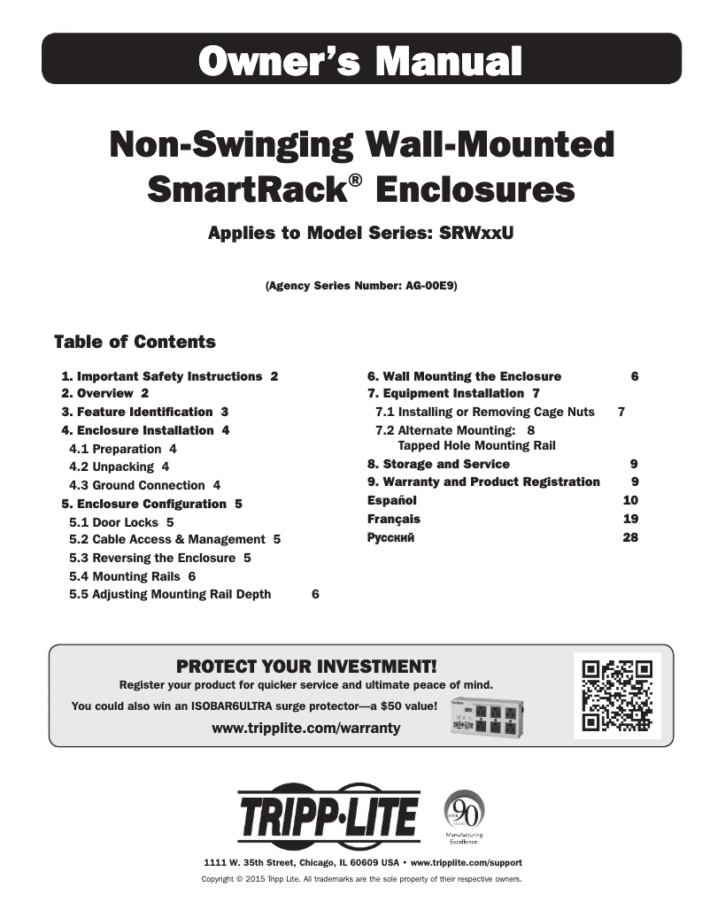 Page n°1 - Manuel utilisateur Tripp Lite SmartRack SRW6UDP