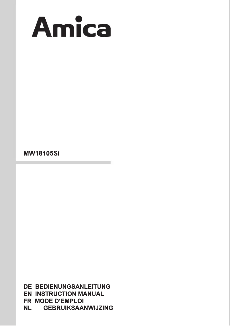 Page n°1 - Manuel utilisateur Amica MW 18105 Si