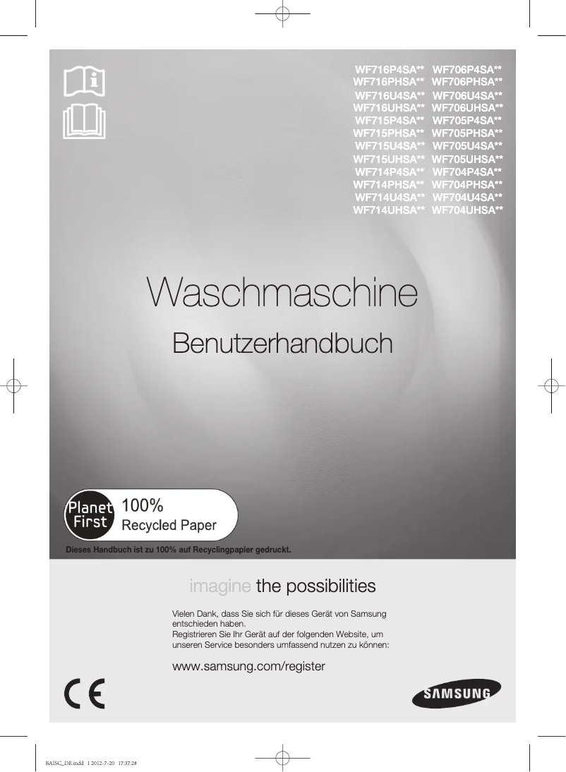 Page 1 de la notice Manuel utilisateur Samsung WF706P4SAWQ/WS