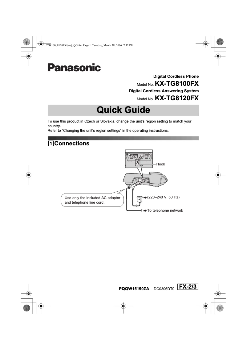 Página 1 del manual Manual de usuario Panasonic KX-TG8100FX