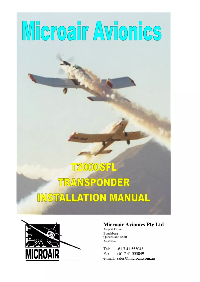 Page n°1 - Manuel utilisateur Microair T2000SFL