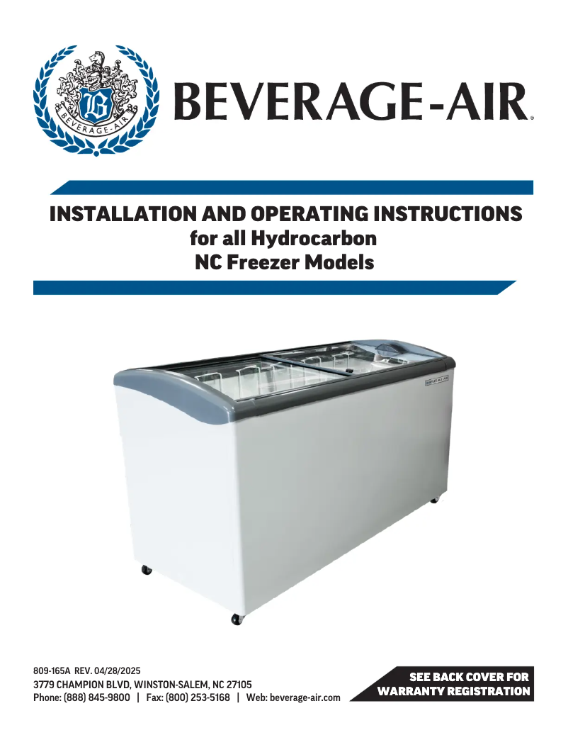 Page 1 de la notice Manuel utilisateur Beverage-Air NC41-1-W