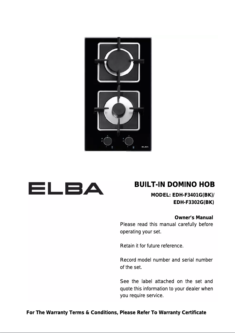 Page 1 de la notice Manuel utilisateur Elba EDH-F3302G(BK)