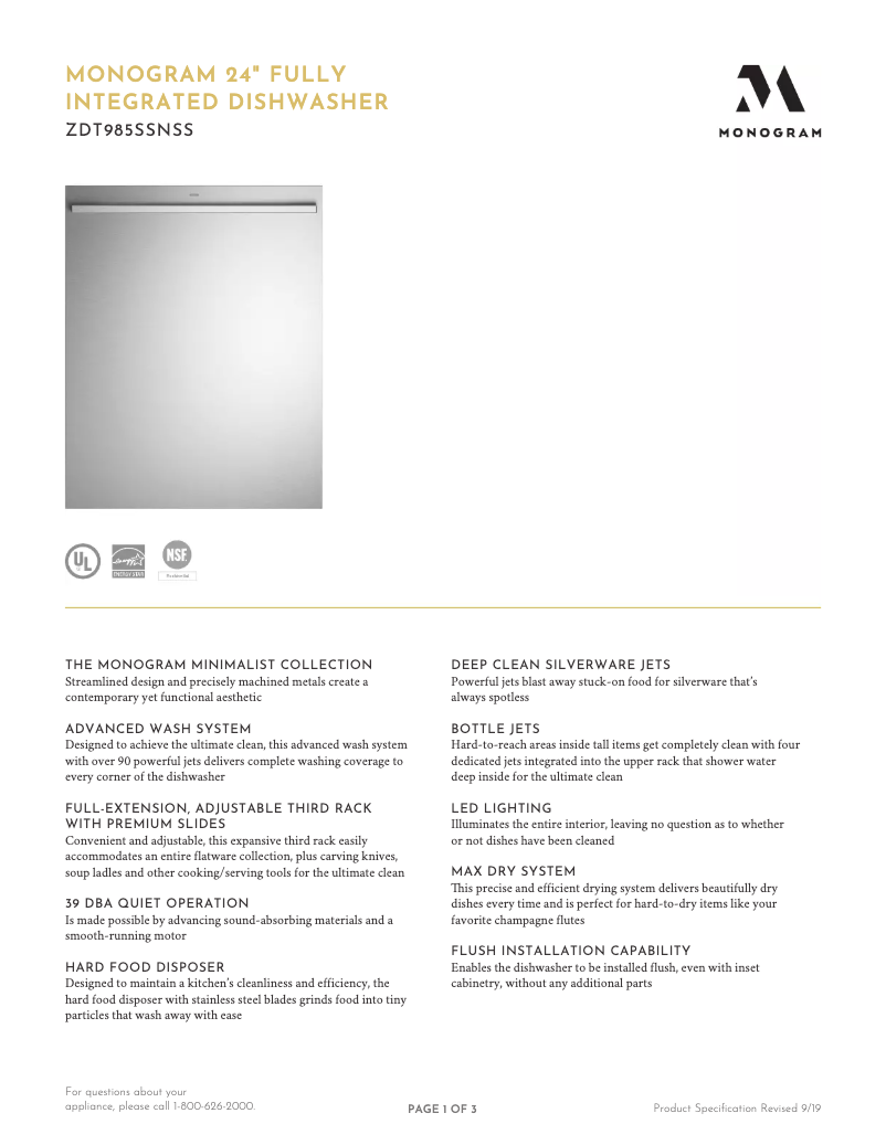 Image de la première page du manuel de l'appareil ZDT985SPNSS