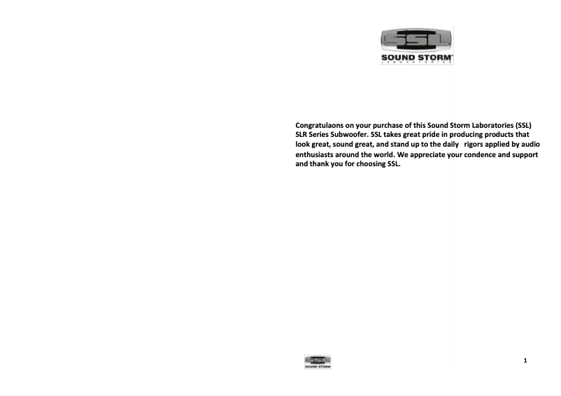 Page n°1 - Manuel utilisateur SSL SLR8DVC
