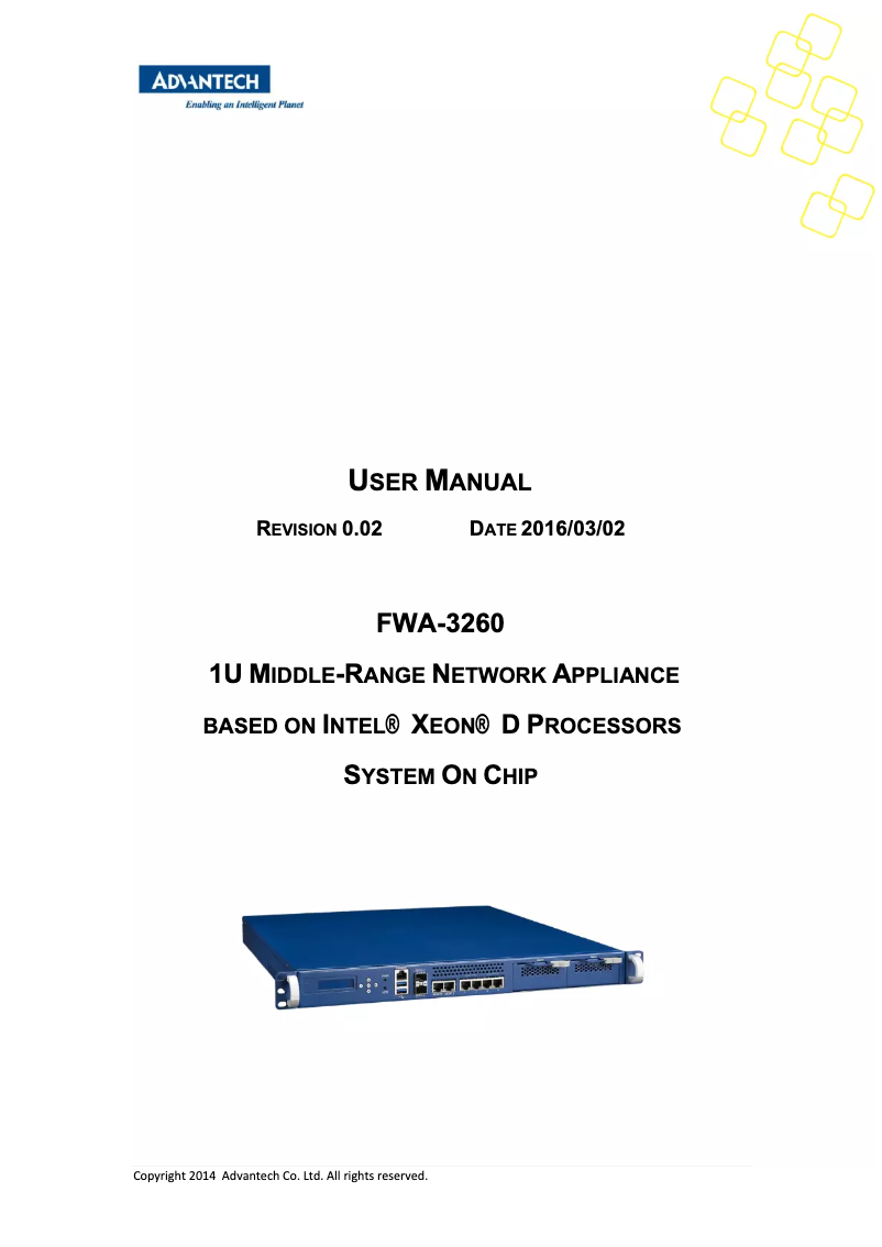Page n°1 - Manuel utilisateur Advantech FWA-3260