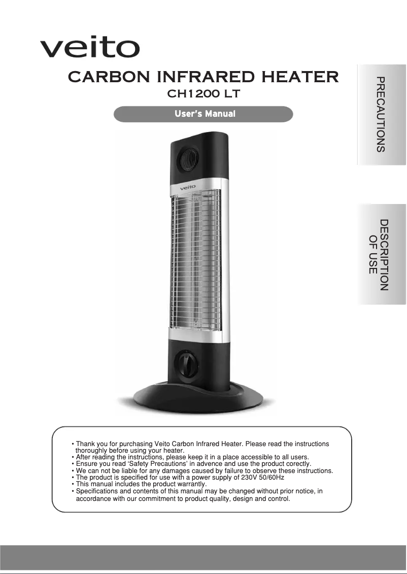 Page 1 de la notice Manuel utilisateur Veito CH1200 LT