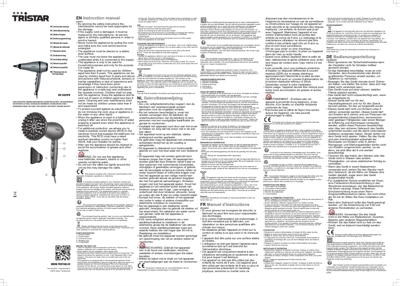 Page 1 de la notice Manuel utilisateur TriStar HD-2403PR