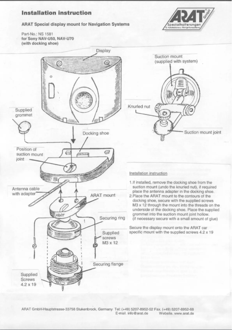 Page n°1 - Manuel utilisateur Arat NS1581