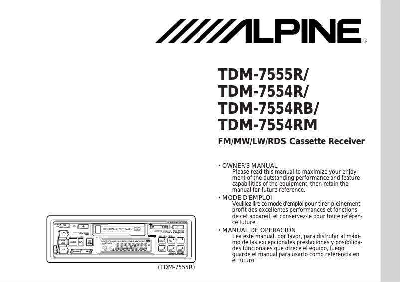 Page 1 of the manual User Manual Alpine TDM-7554R