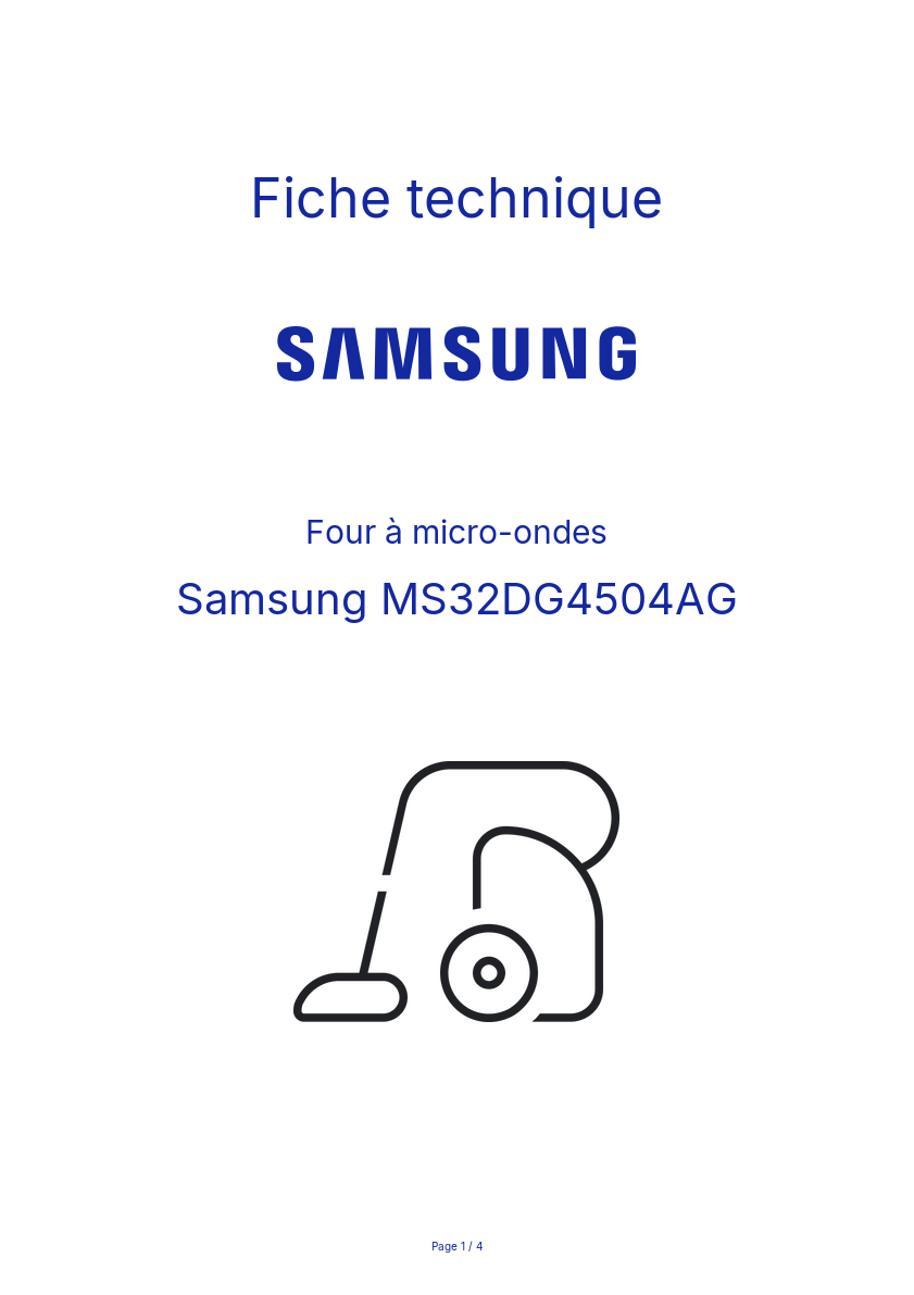 Page n°1 - Fiche technique Samsung MS32DG4504AG