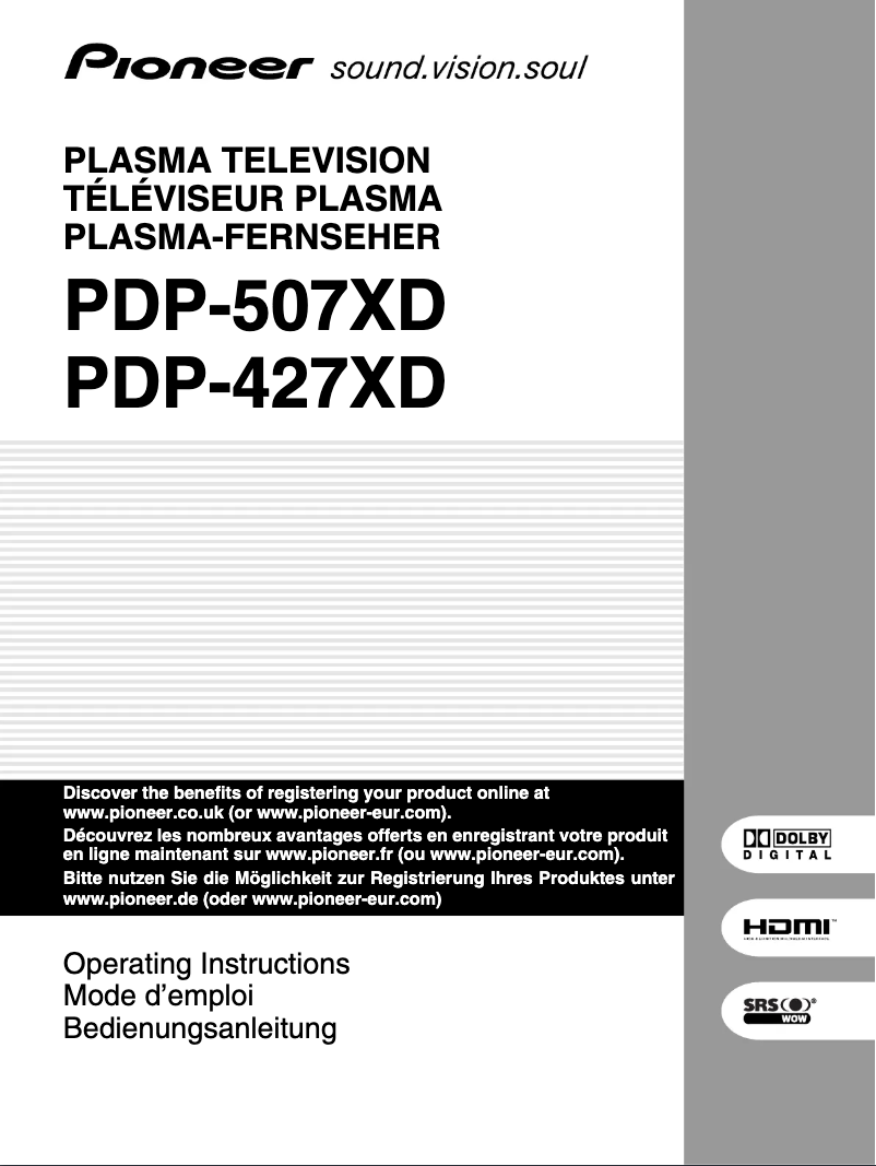 Page n°1 - Manuel utilisateur Pioneer PDP-507XD