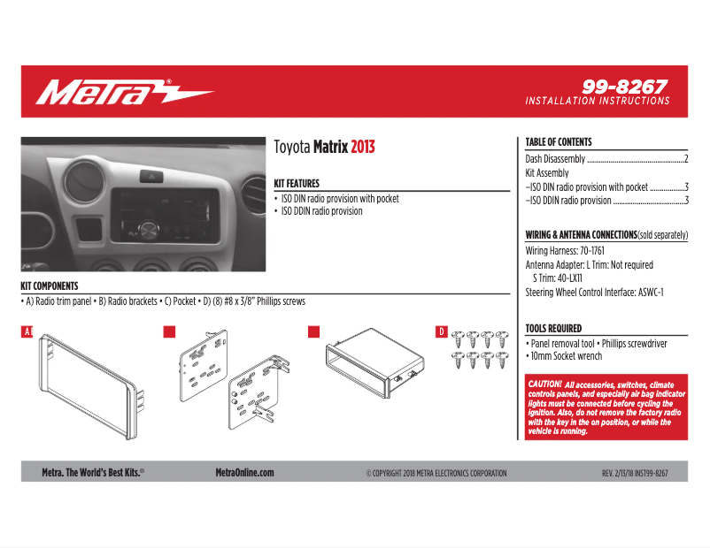 Page n°1 - Manuel utilisateur Metra 99-8267