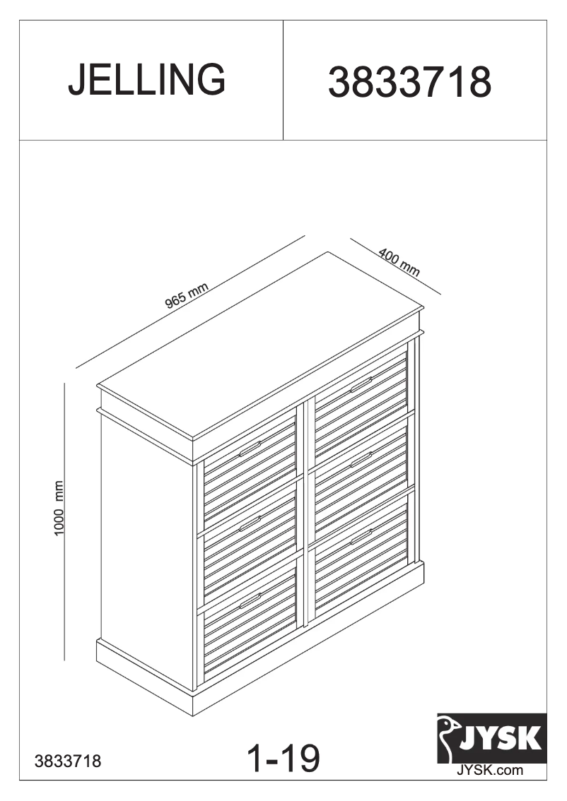 Page 1 de la notice Manuel utilisateur JYSK Jelling (97x100x40)