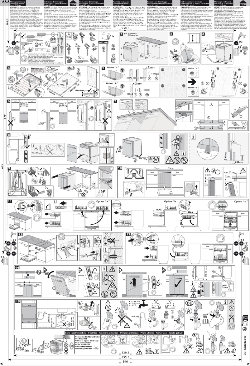 Page 1 de la notice Guide d'installation Zanussi ZDLN7530