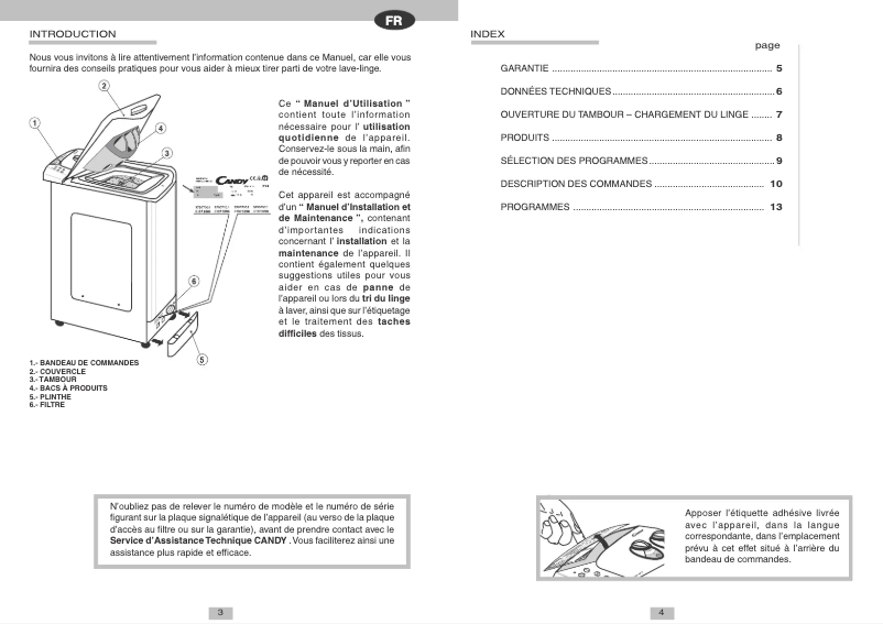 Page n°1 - Manuel utilisateur Candy LB CTS55TUNI