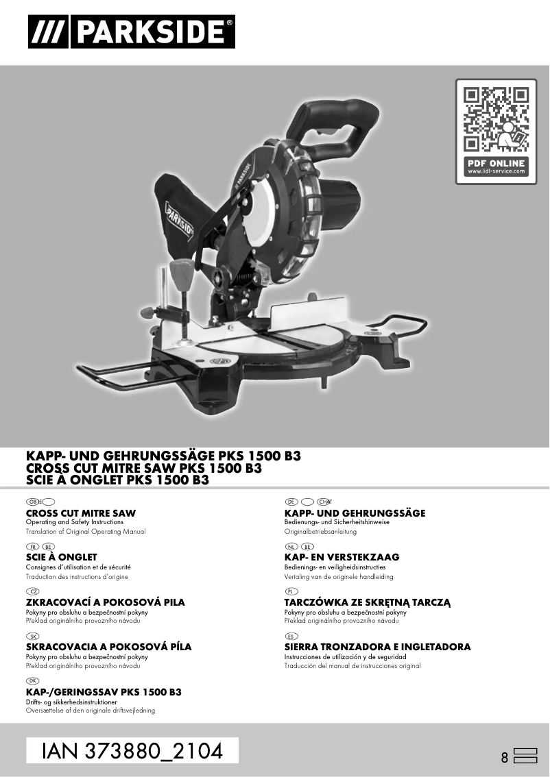 Image de la première page du manuel de l'appareil PKS 1500 B3