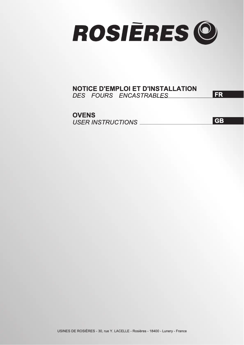 Page 1 de la notice Manuel utilisateur Rosieres HOA 03 VX SC