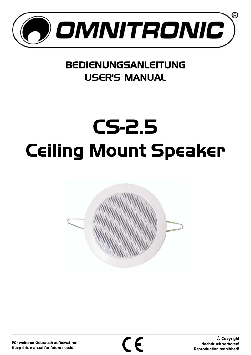 Page 1 de la notice Manuel utilisateur Omnitronic CS-2