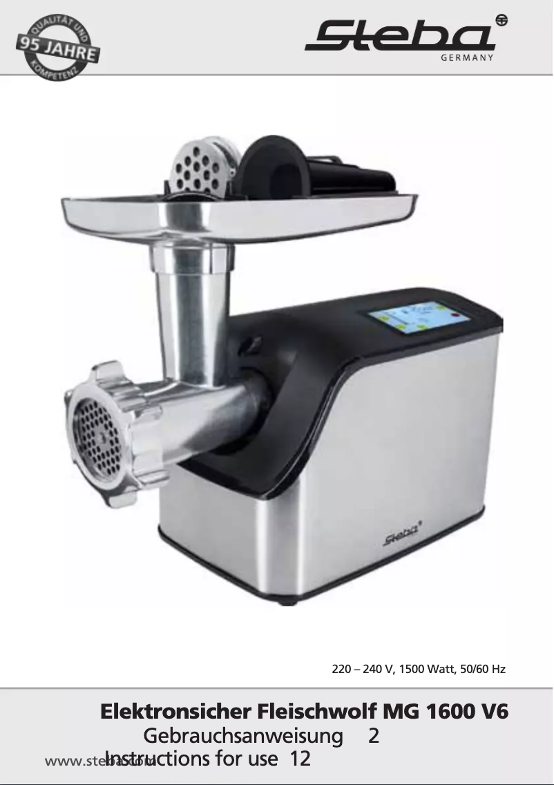 Page n°1 - Manuel utilisateur Steba MG 1600 V6