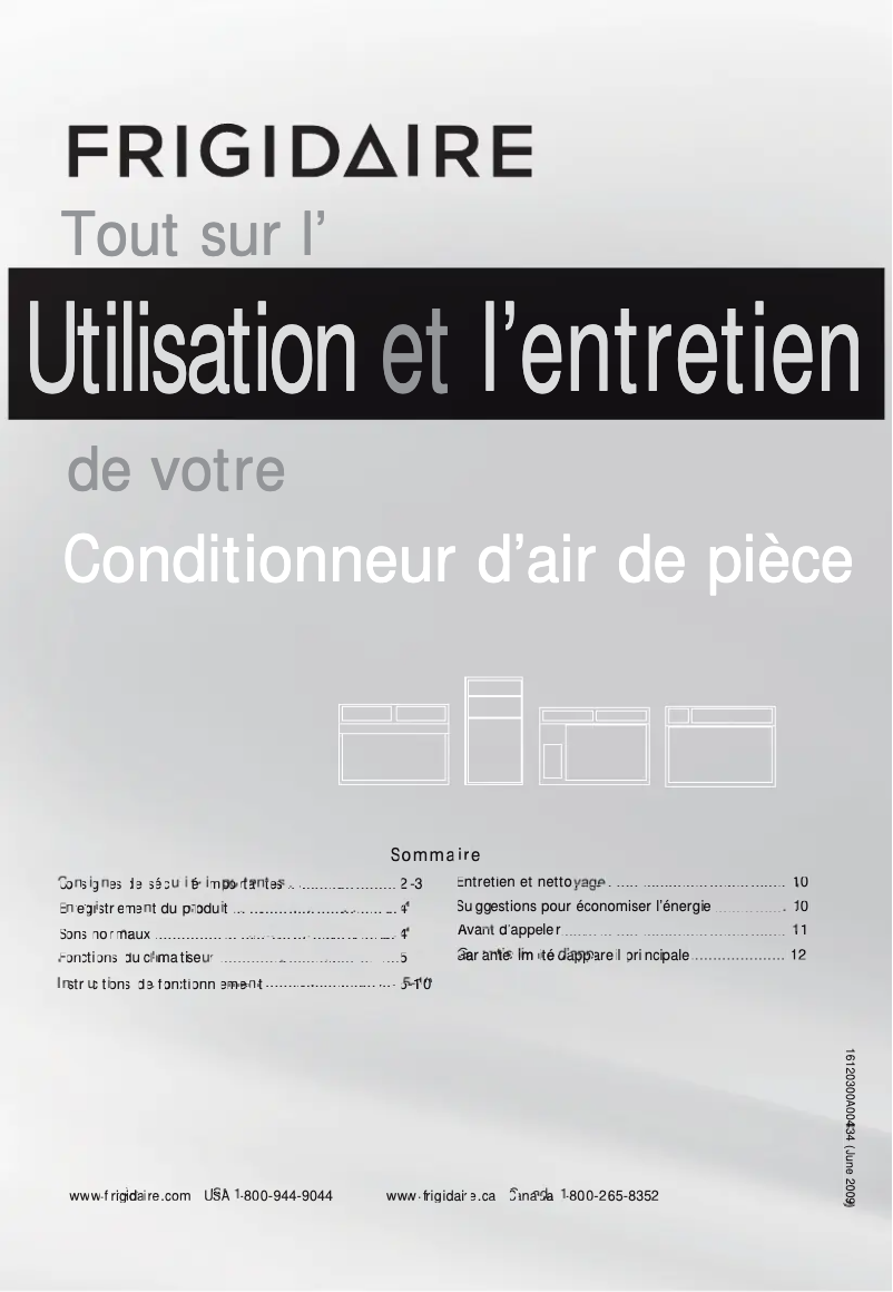 Page 1 de la notice Manuel utilisateur Frigidaire FFTA1233Q1