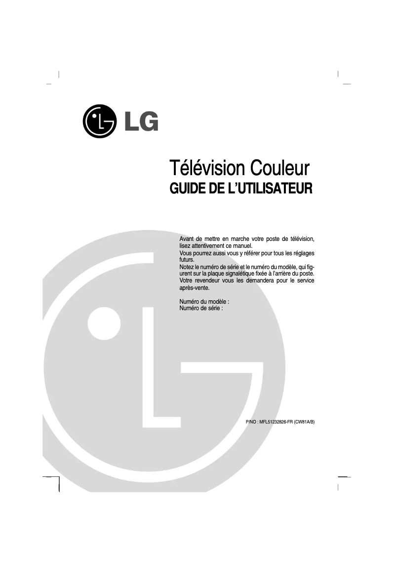 Page 1 de la notice Manuel utilisateur LG 21FS6RLX
