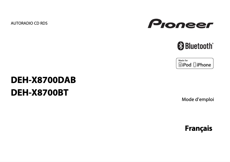 Image de la première page du manuel de l'appareil DEH-X8700BT