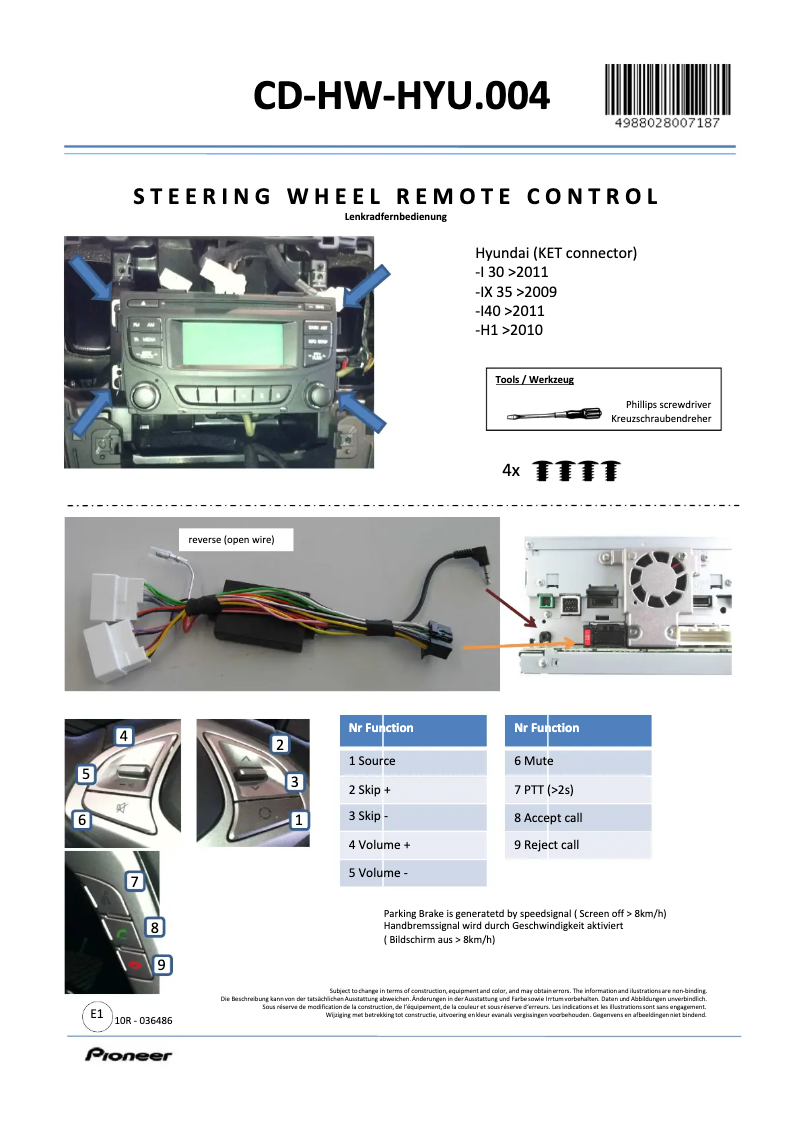 Page 1 de la notice Manuel utilisateur Pioneer CD-HW-HYU.004