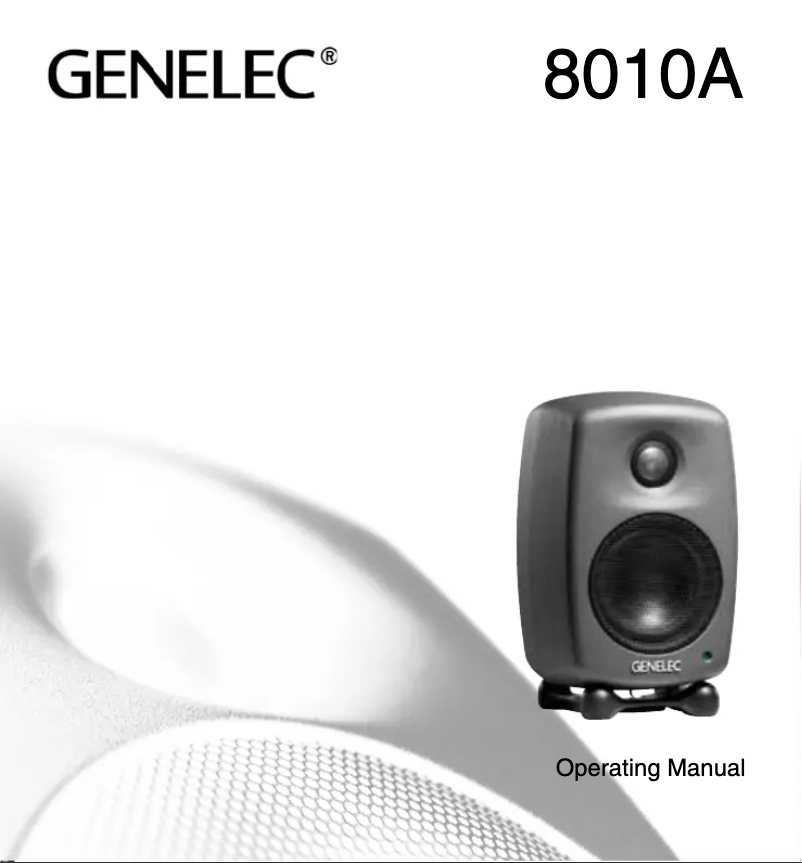 Page n°1 - Manuel utilisateur Genelec 8010 AP
