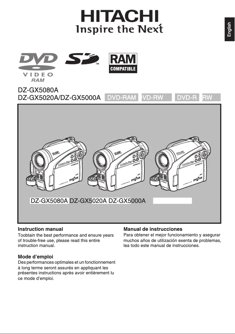 Page n°1 - Manuel utilisateur Hitachi DZ-GX5020A