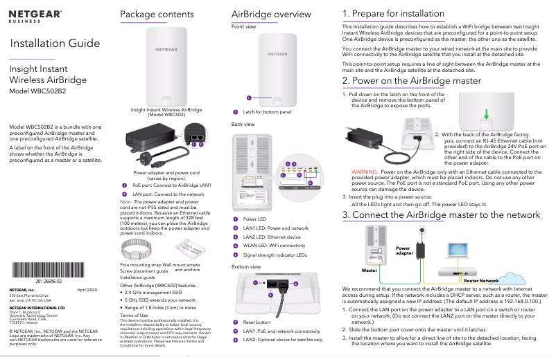 Page 1 de la notice Manuel utilisateur Netgear AirBridge WBC502B2