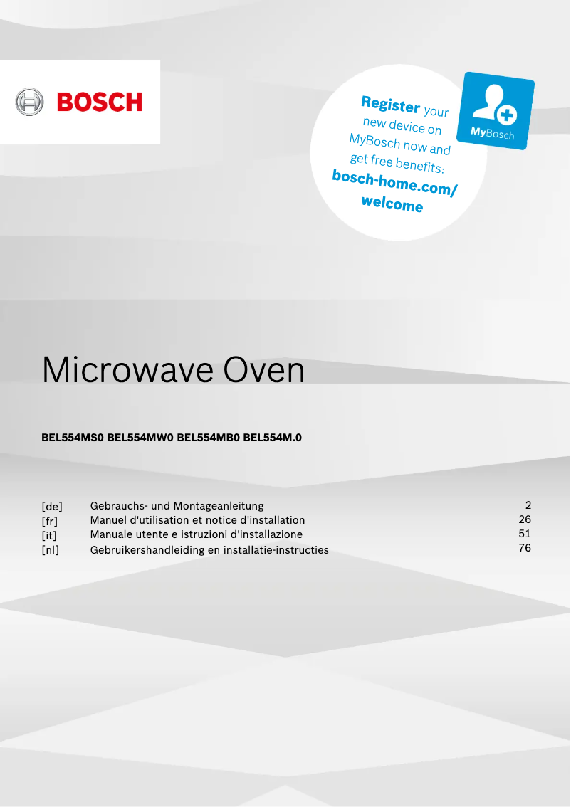 Page n°1 - Guide d'installation Bosch BEL554MW0