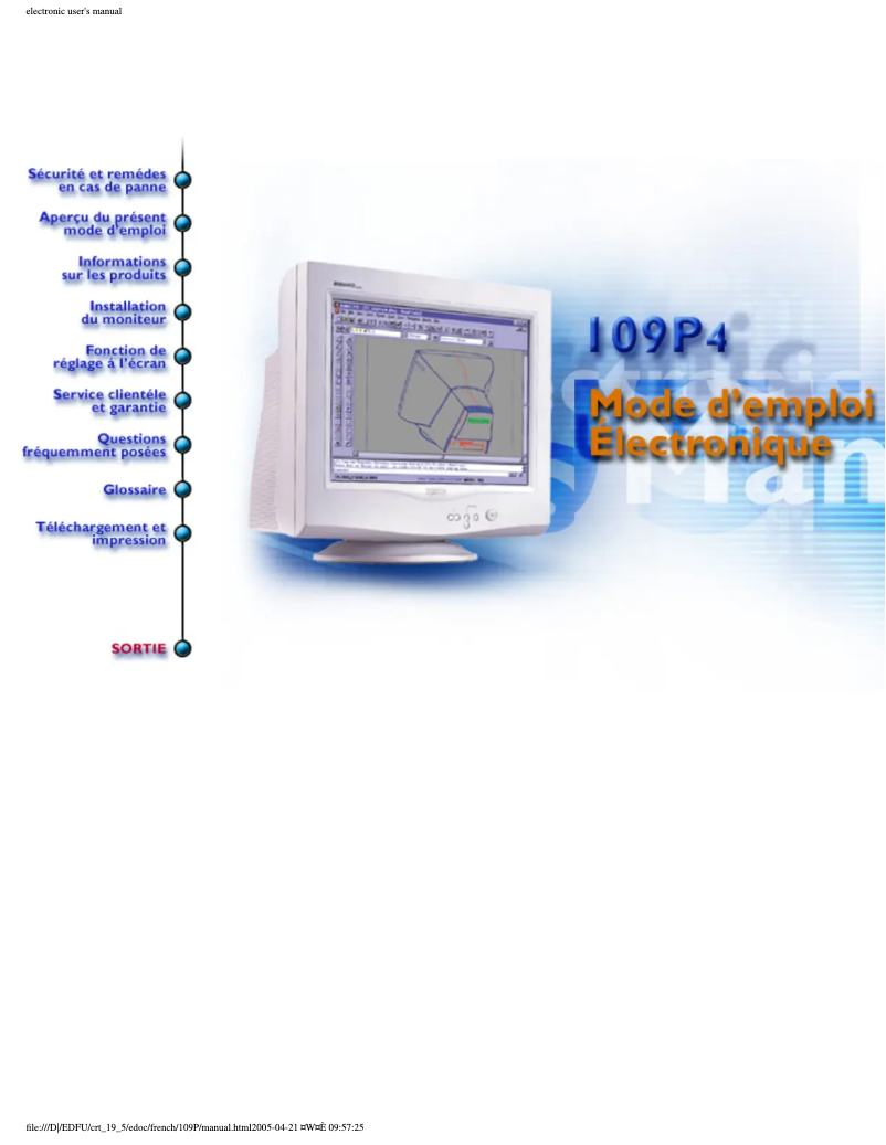 Page n°1 - Manuel utilisateur Philips 109P40