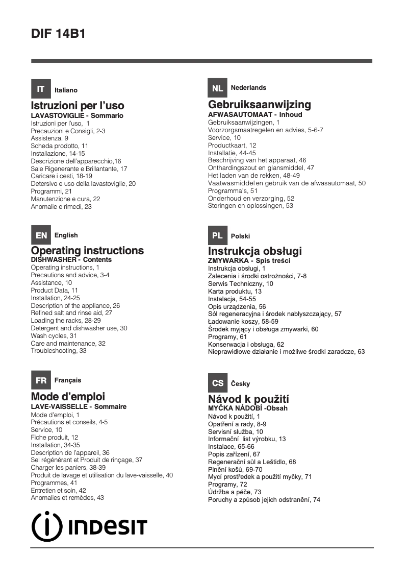 Image de la première page du manuel de l'appareil DIF 14