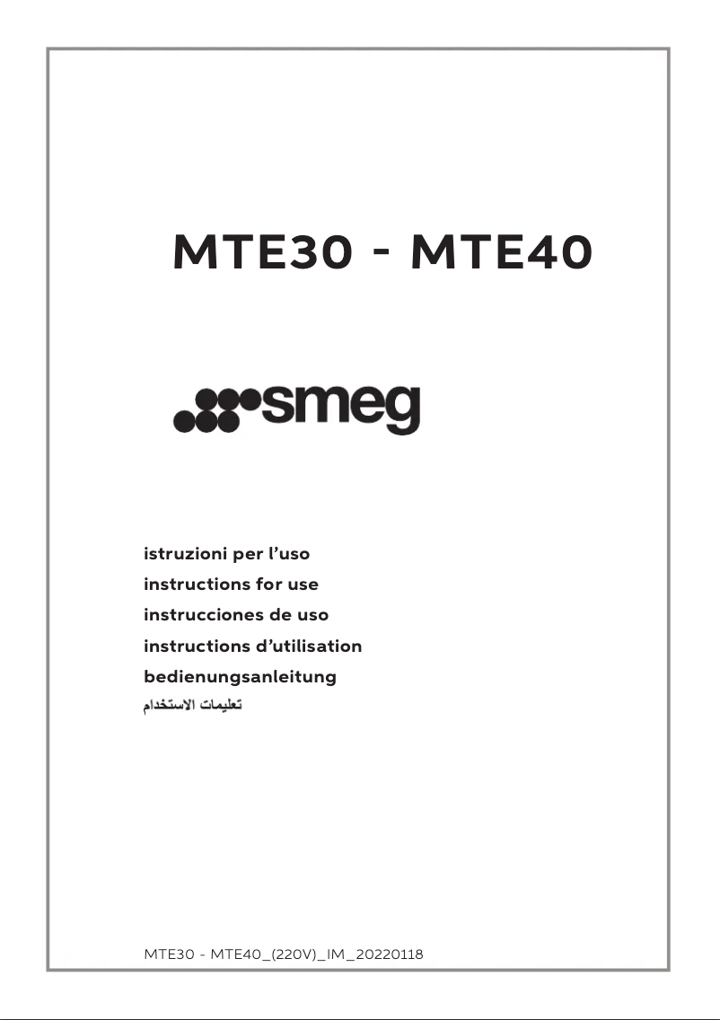 Page 1 de la notice Manuel utilisateur Smeg MTE30