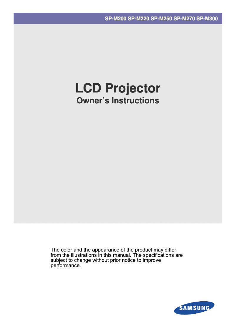 Page 1 de la notice Manuel utilisateur Samsung SP-M270