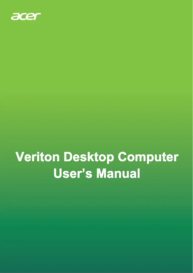 Page n°1 - Manuel utilisateur Acer Veriton X VX6670G