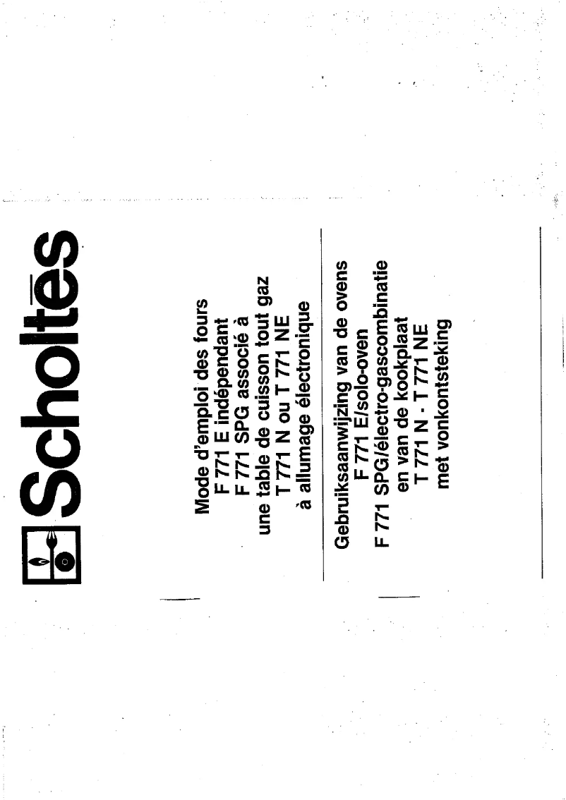 Page n°1 - Manuel utilisateur Scholtès F 771 E