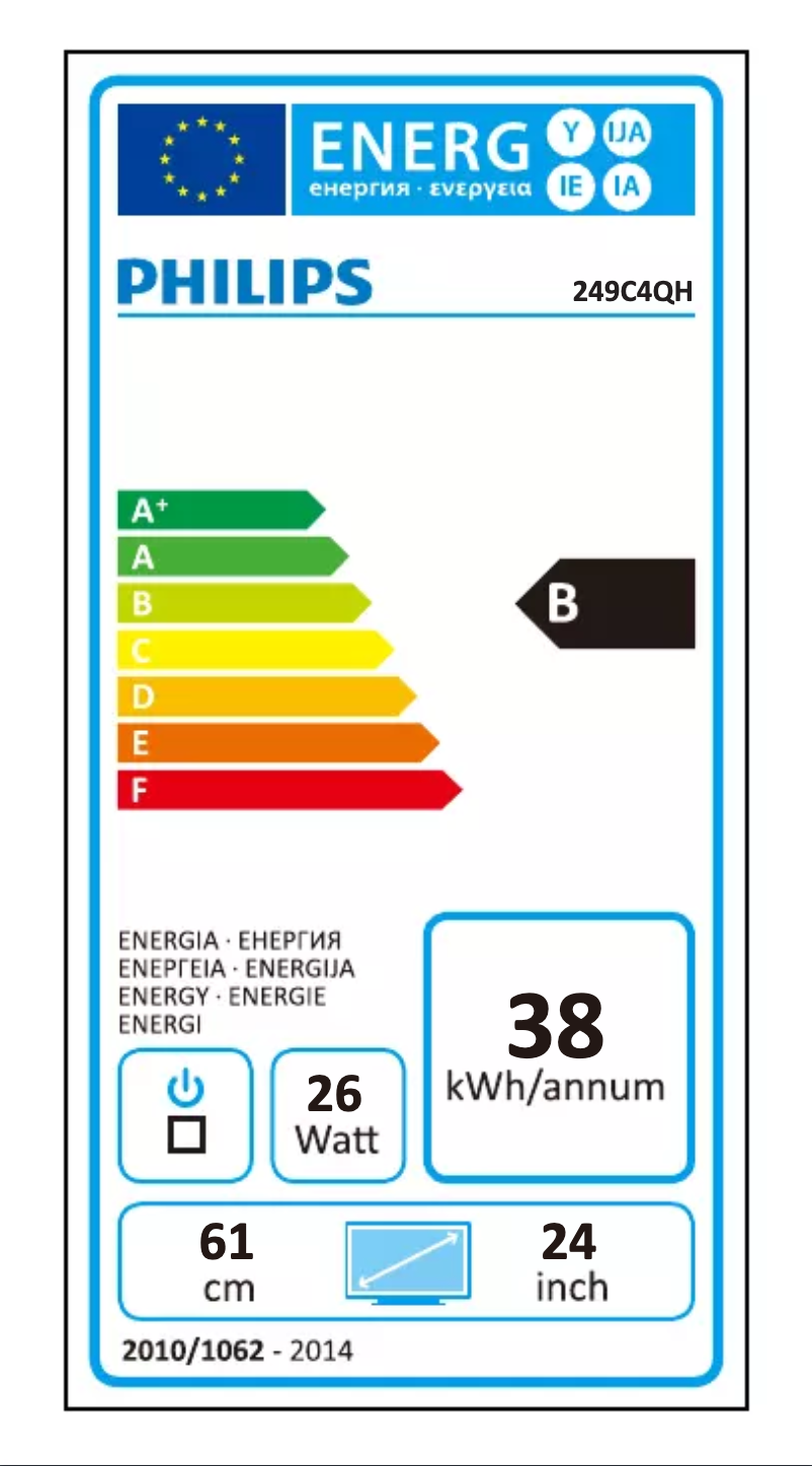 Page n°1 - Label énergétique Philips Brilliance 249C4QHSB