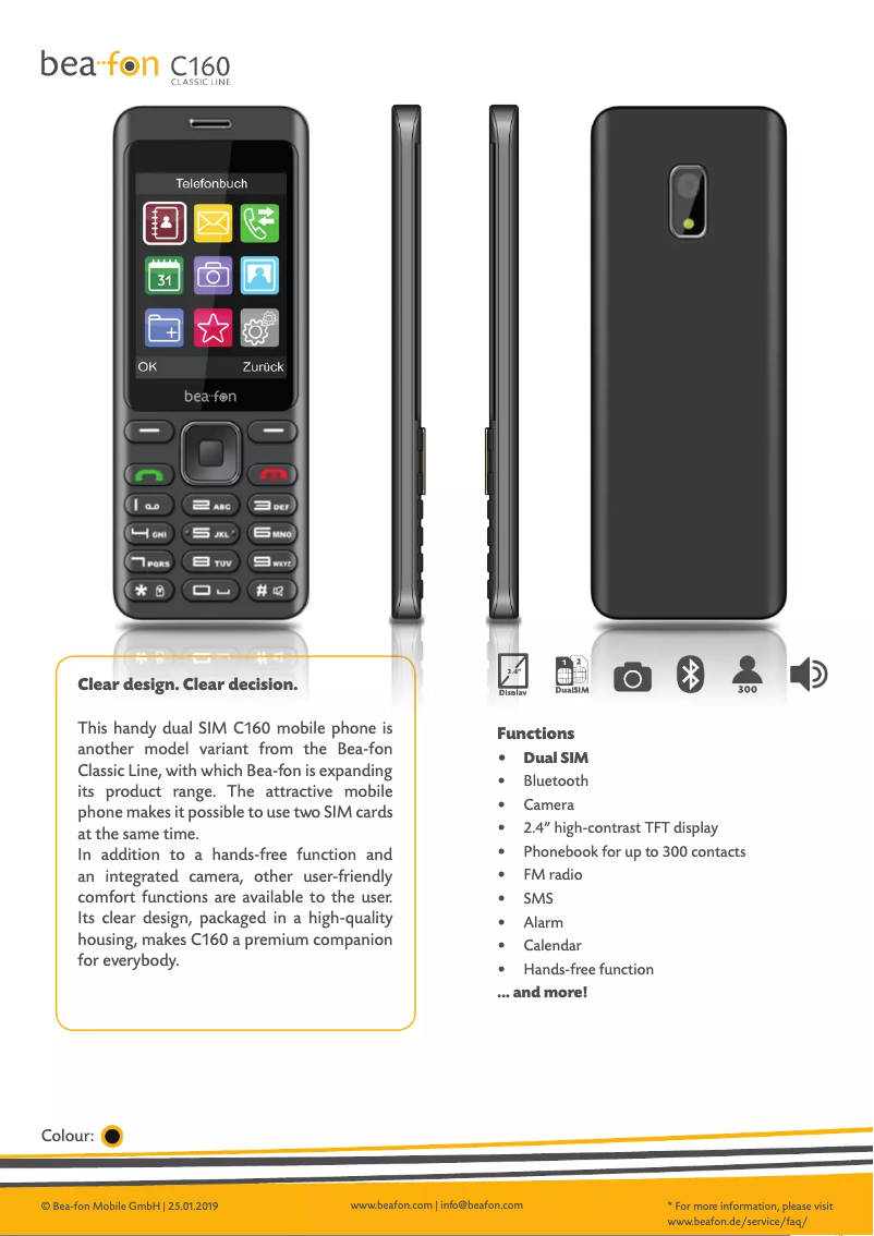 Page 1 de la notice Manuel utilisateur Bea-fon C160