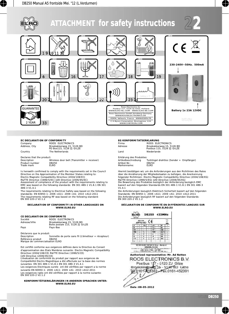 Image de la première page du manuel de l'appareil DB250