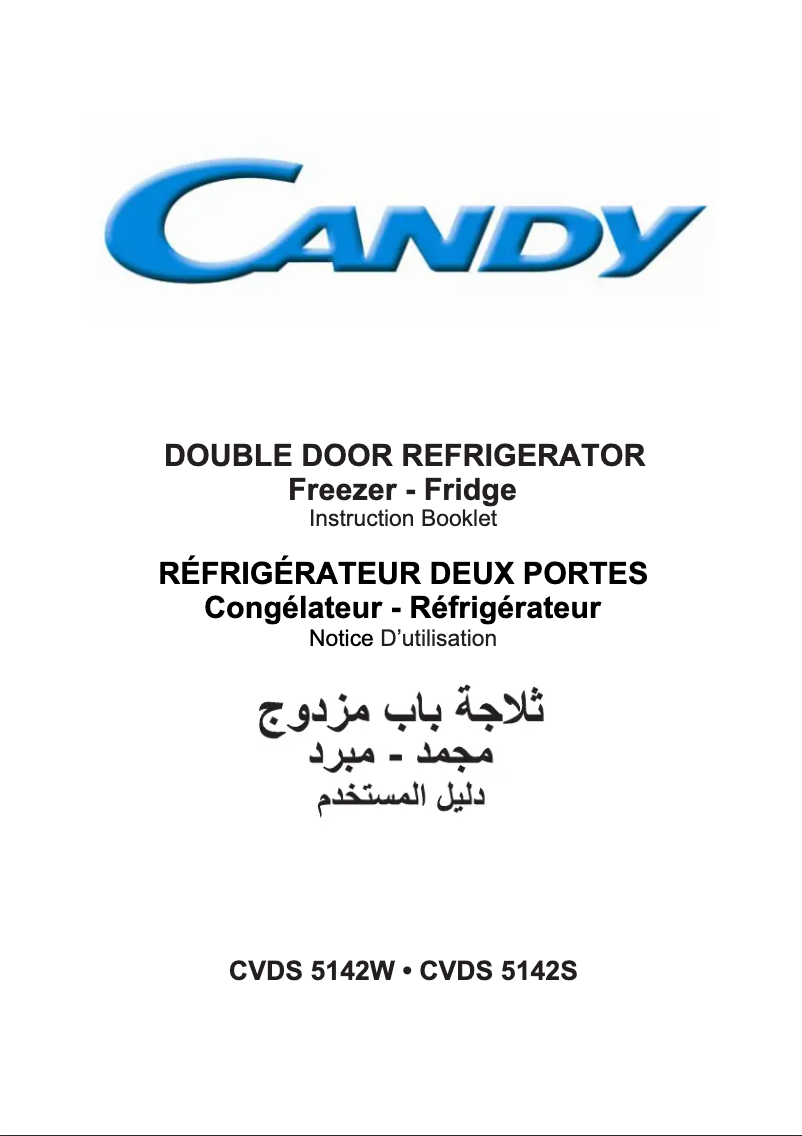 Page 1 de la notice Manuel utilisateur Candy CVDS 5142W