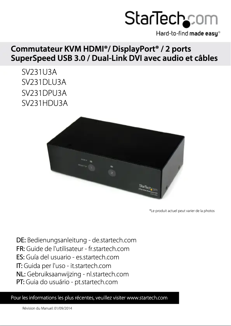 Page n°1 - Manuel utilisateur StarTech.com SV431HDU3A