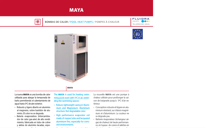 Page 1 de la notice Fiche technique AstralPool Maya
