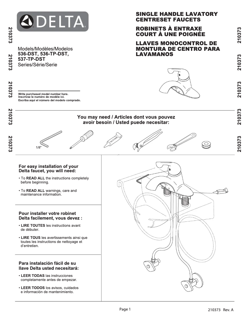 Image de la première page du manuel de l'appareil 536-TP-DST