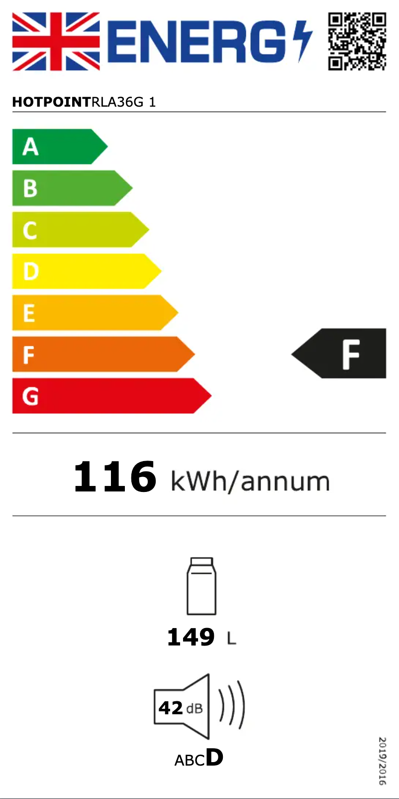 Page n°1 - Label énergétique Hotpoint RLA36G 1