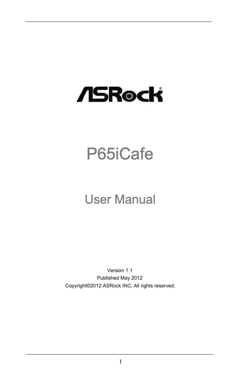 Page n°1 - Manuel utilisateur Asrock P65iCafe