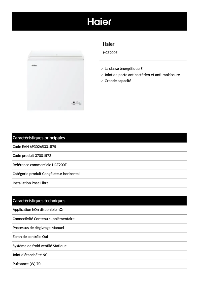 Image de la première page du manuel de l'appareil HCE203F