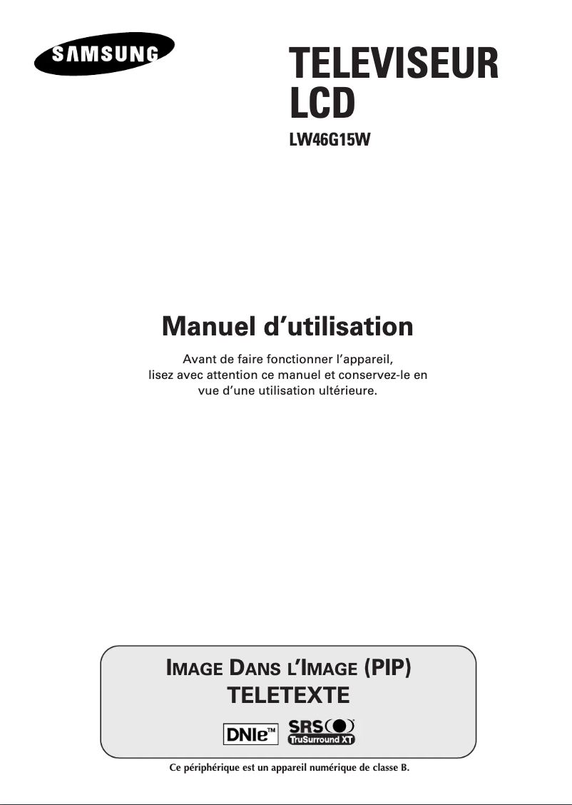 Image de la première page du manuel de l'appareil LW46G15W