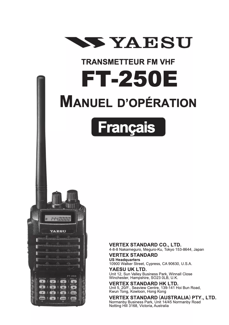 Página 1 del manual Manual de usuario Yaesu FT-250E